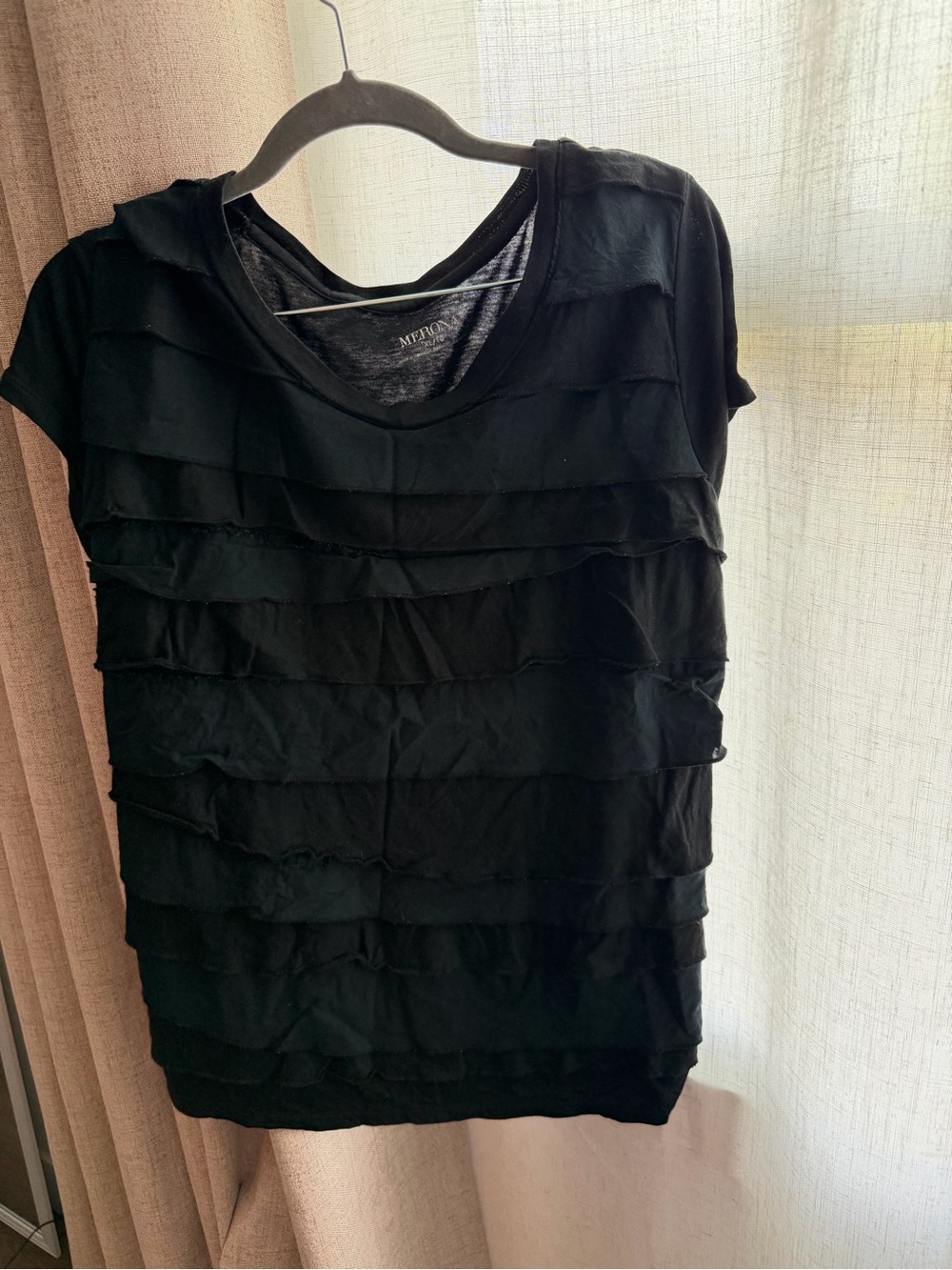 Merona Black Layered Ruffle Tee - Picture 2 of 4